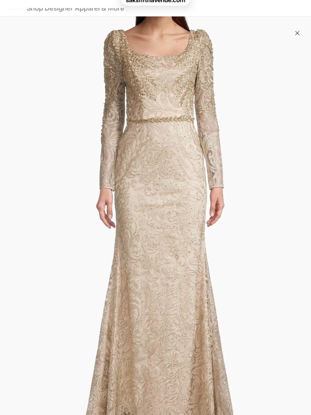 Mac Duggal  Beaded Lace A-Line Gown - Picture 3 of 13